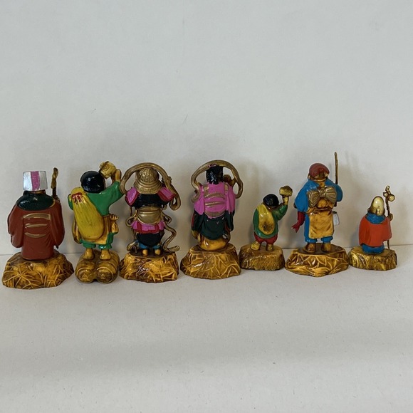 Vintage Japanese Painted Small Celluloid Figures 7 Gods of Good Fortune - Picture 16 of 16